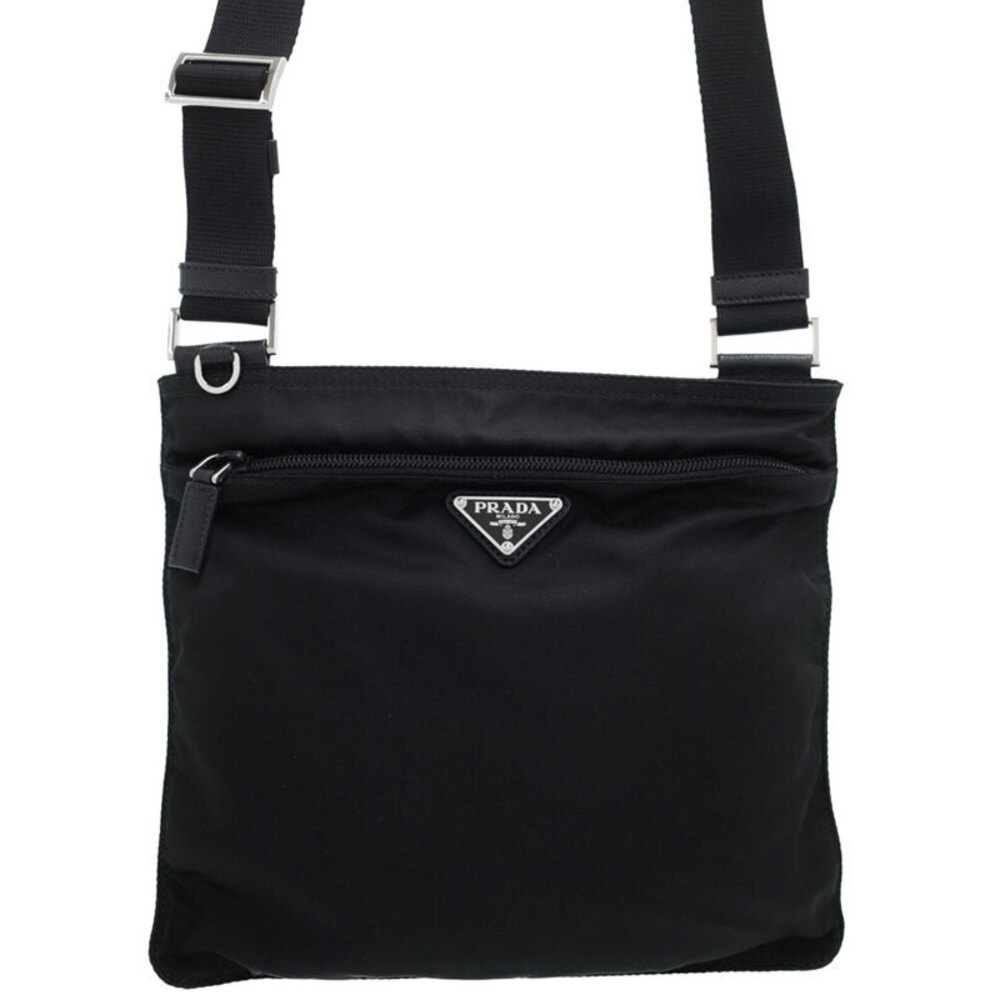 Prada messenger Crossbody saffiano bag Tessuto Black Leather Nero - Picture 2 of 9